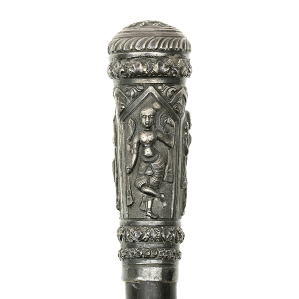 South Indian walking stick with silver knob