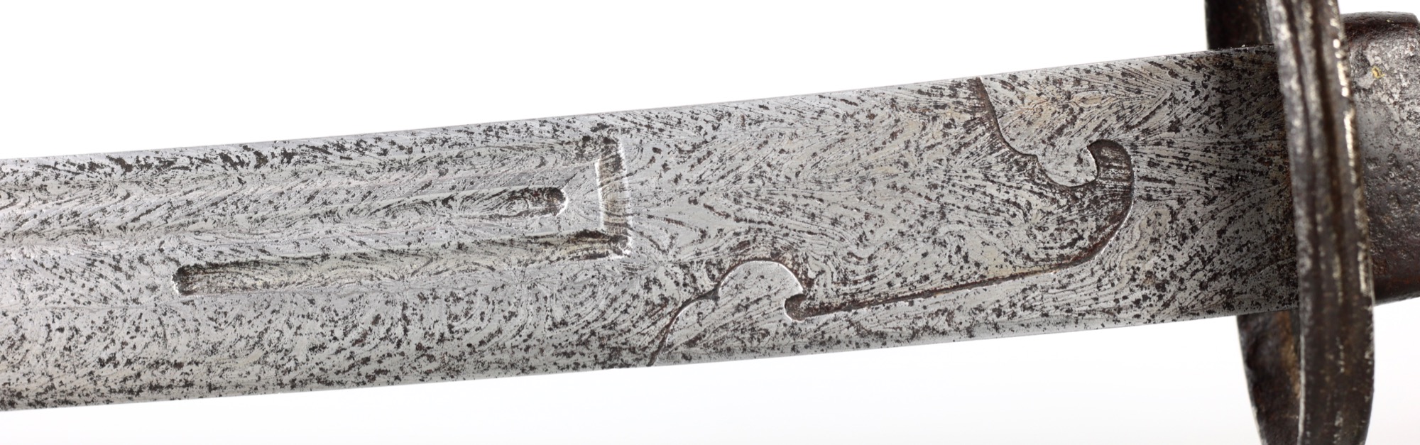17th century huawengang saber blade close-up
