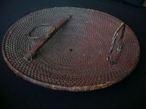 Antique Chinese tengpai rattan shield