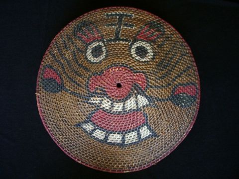Antique Chinese tengpai rattan shield