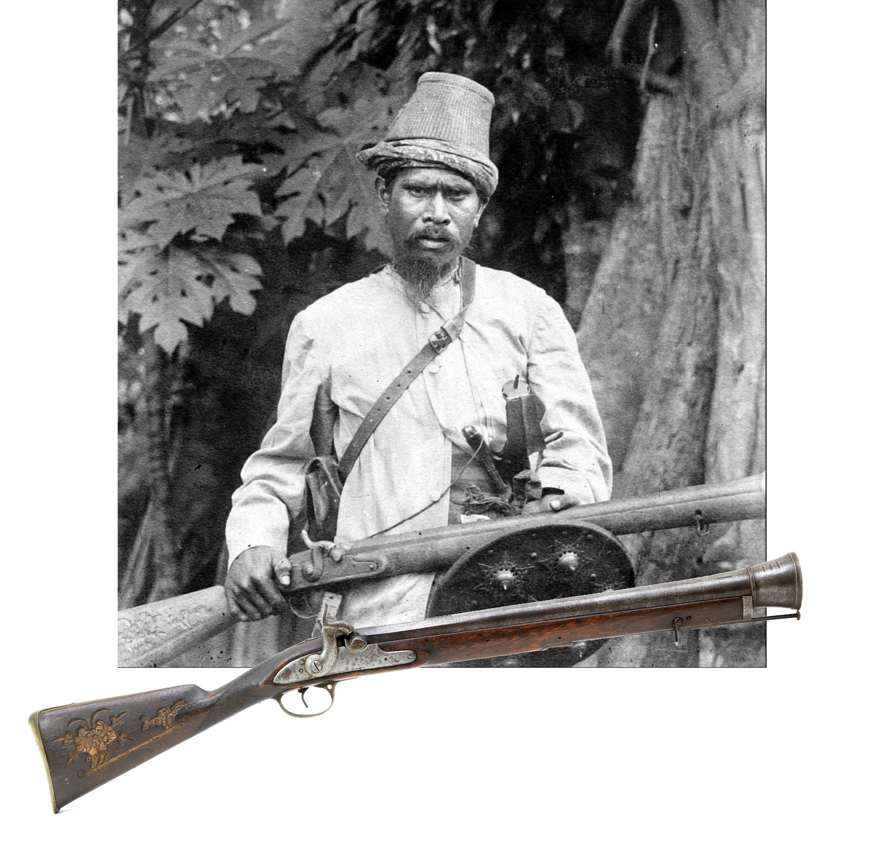 Aceh warrior with blunderbuss