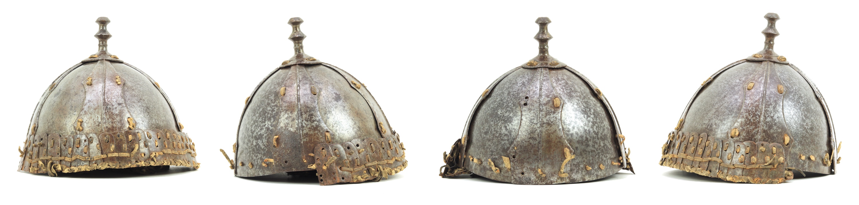 Tibetan eight plate helmet seen from four sides