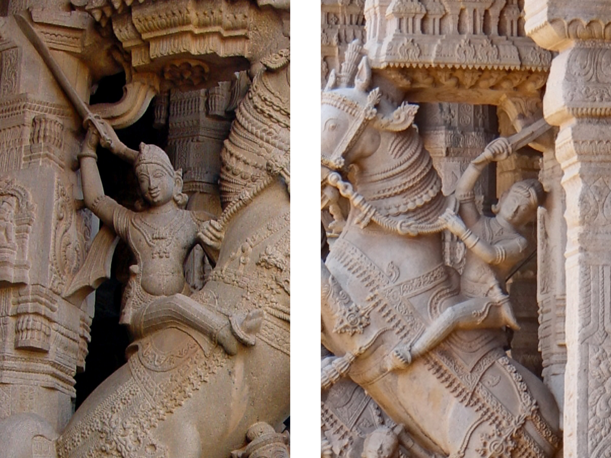 Vijayanagara statues with swords