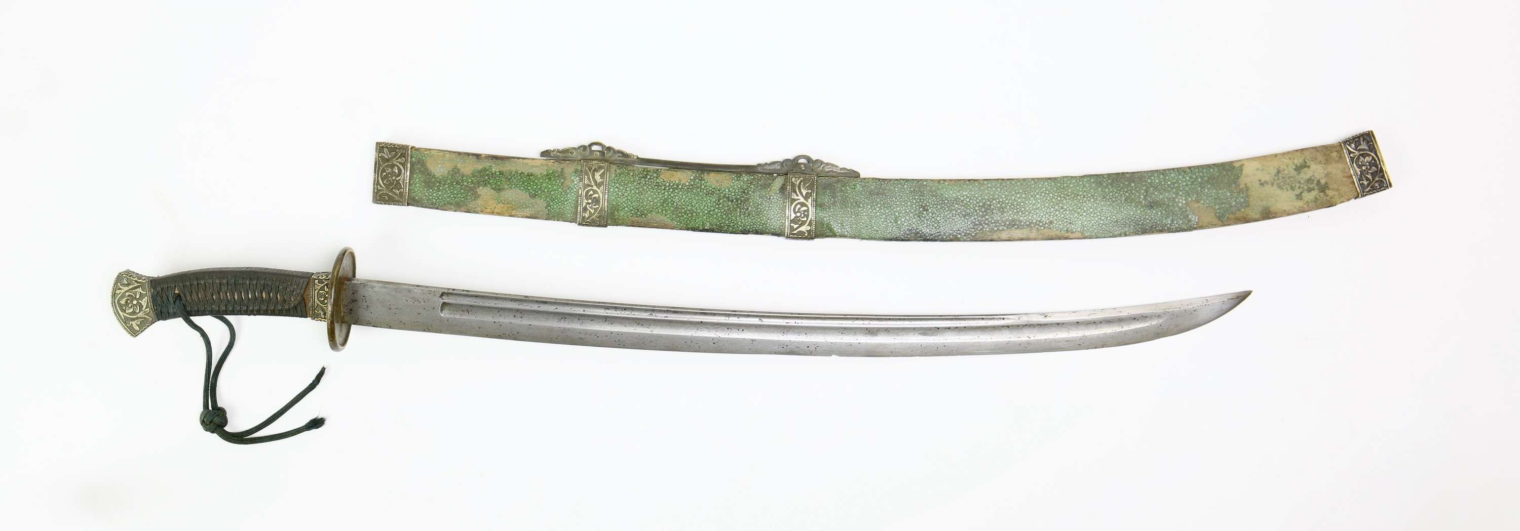 Antique Chinese officer saber in the angular style