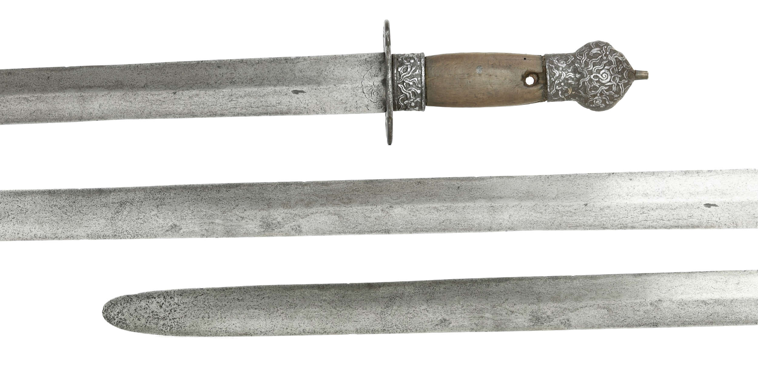 Ming jian with chiseled iron mounts