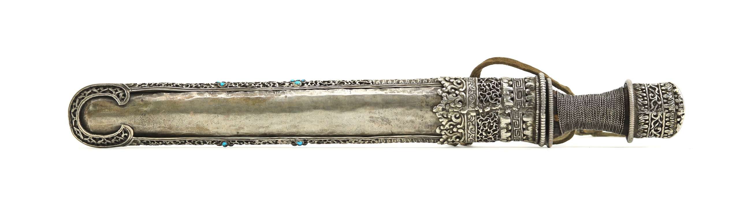 Fine Bhutanese silver pierced dagger also known as kongdi maja