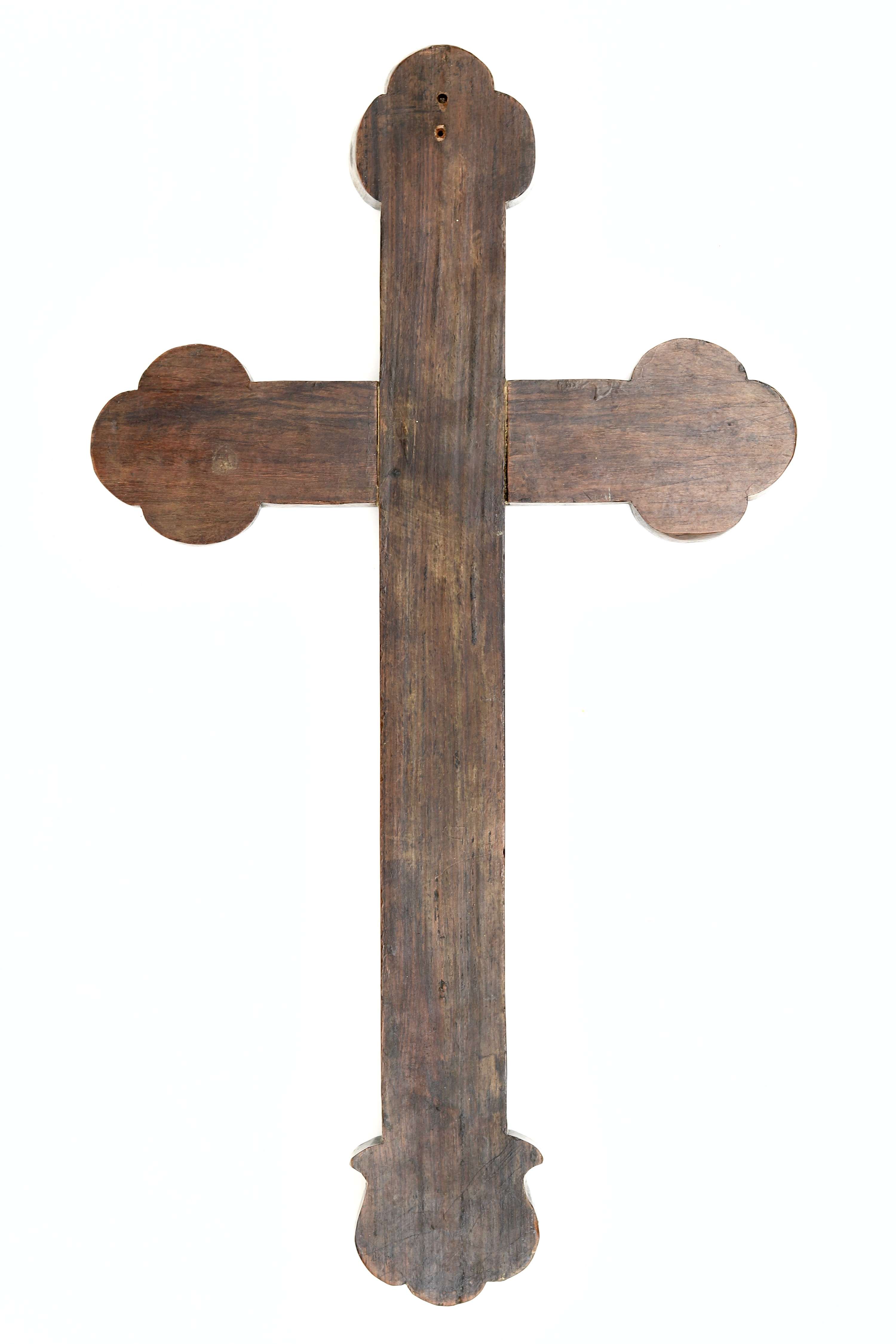 Christian wooden mother-of-pearl inlaid cross Nguyen dynasty Vietnam