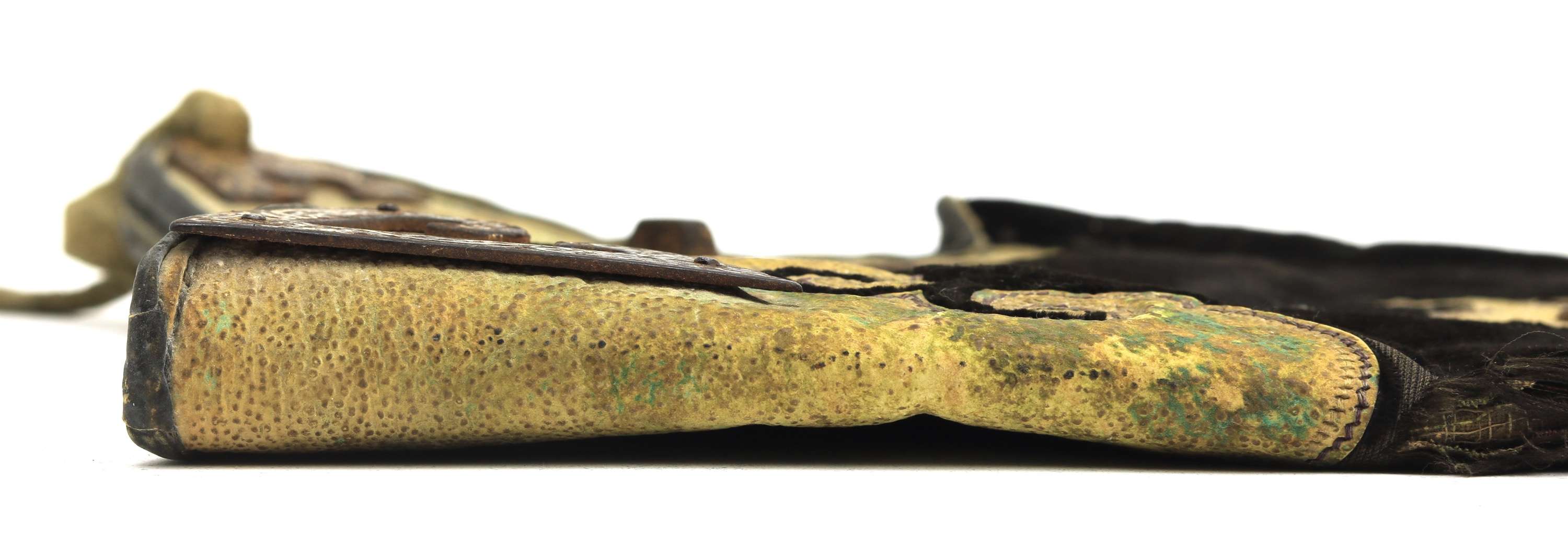 Rare Qing bowcase and quiver with golden damascened iron mounts