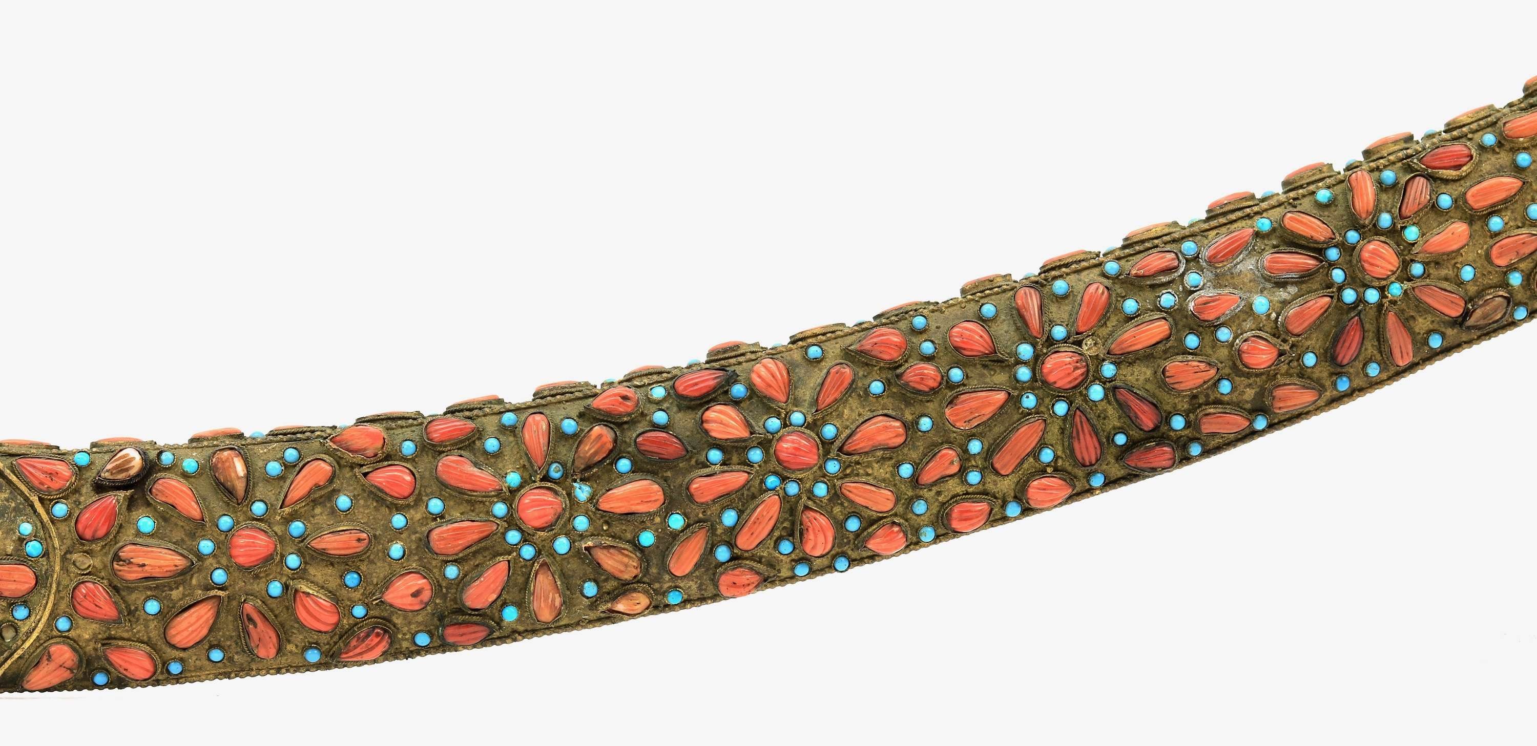 Ottoman pala beset with coral and turquoises