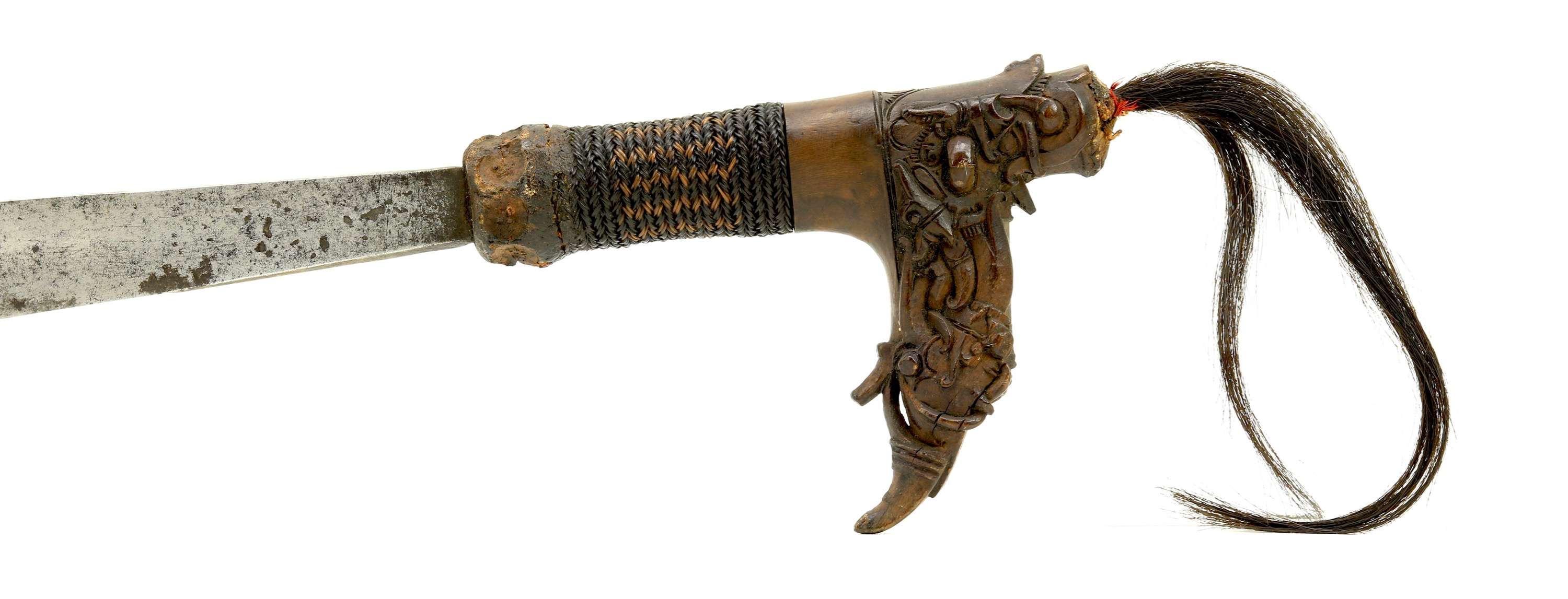 A fine silver copper brass inlaid mandau sword