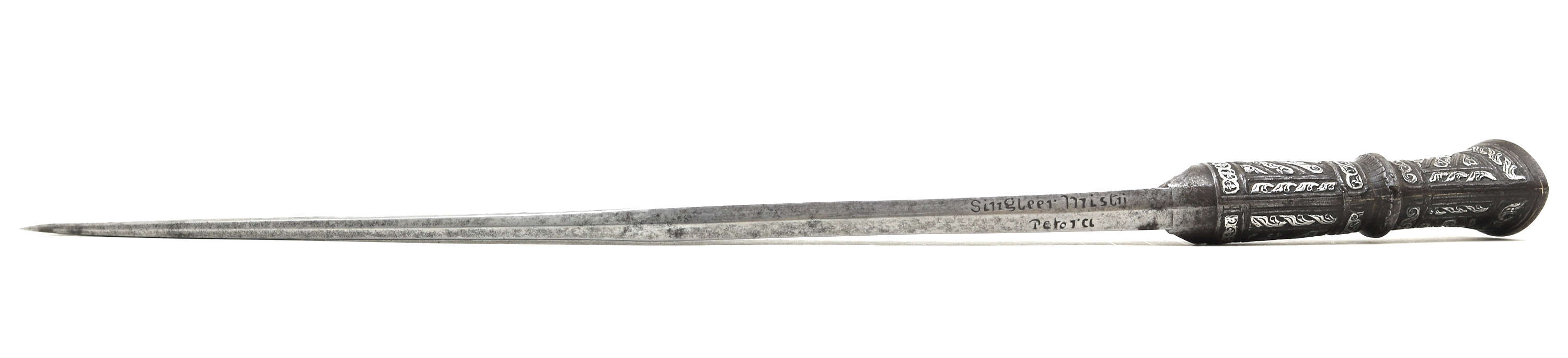 Fine 1850s khukuri with quillwork scabbard