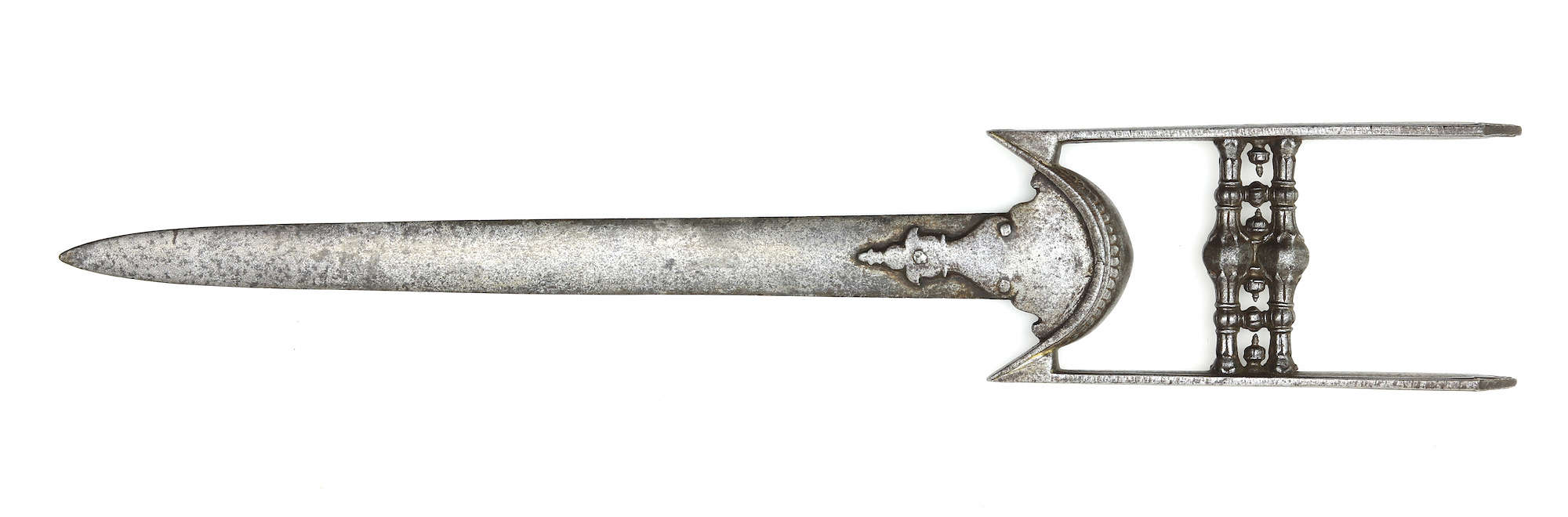 17th century chiseled iron katar