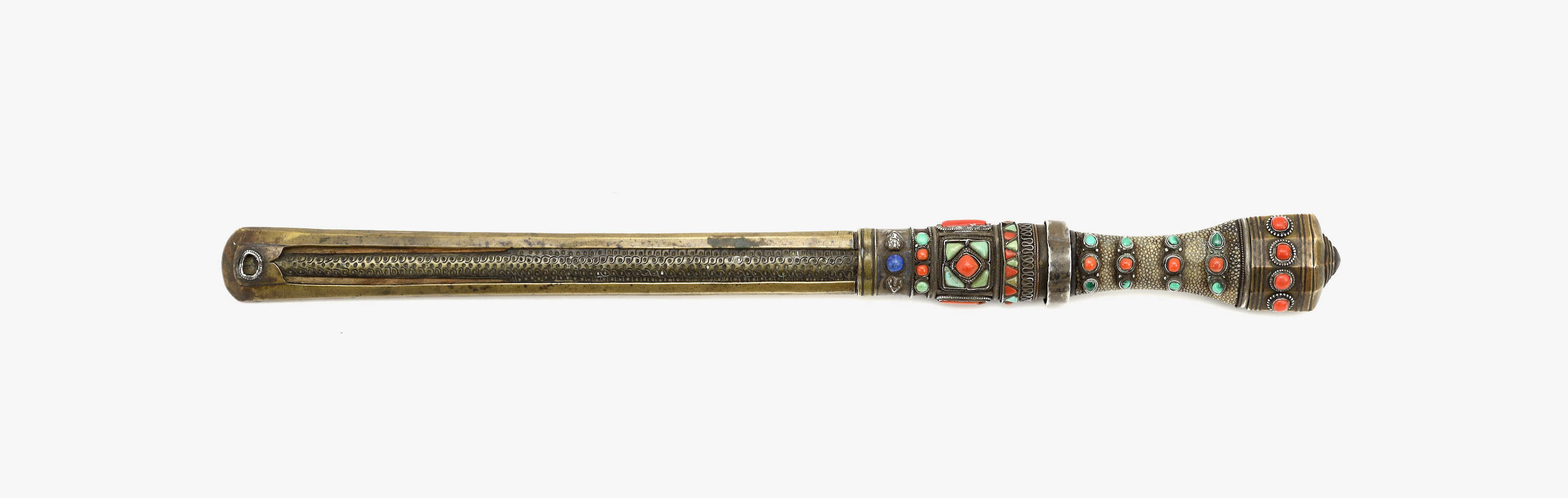 Coral and turquoise studded Tibetan Kham dagger
