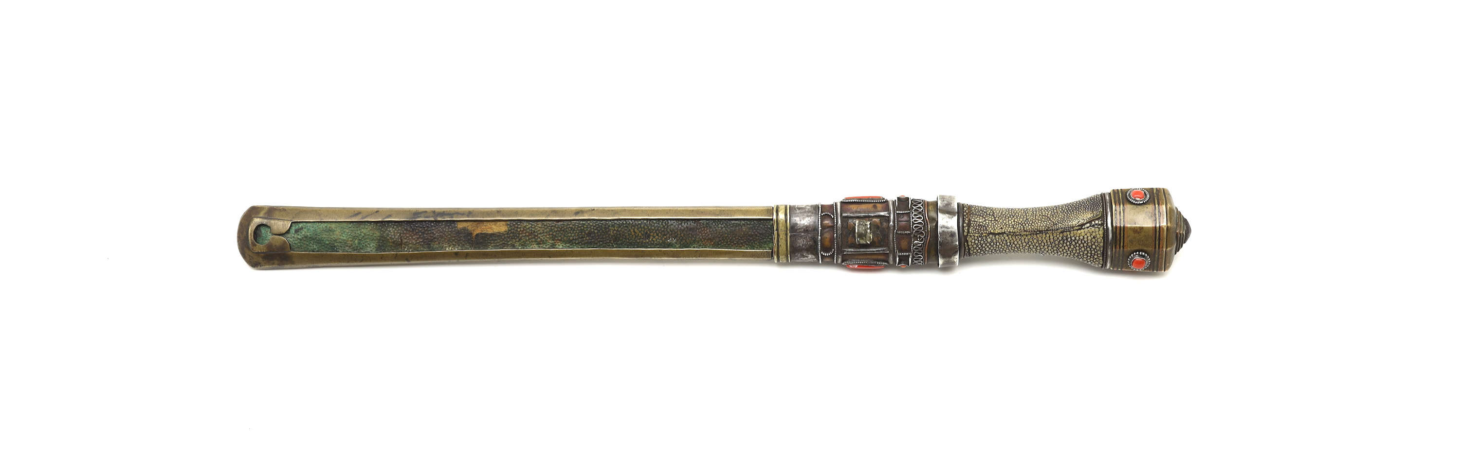 Coral and turquoise studded Tibetan Kham dagger