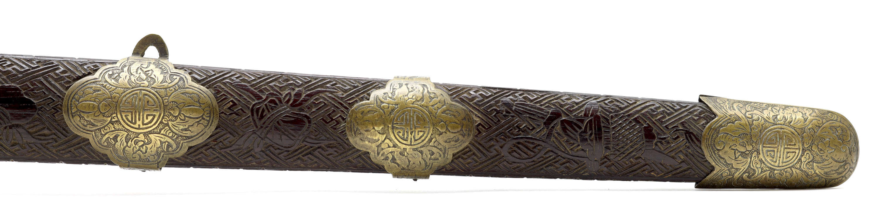 Double duanjian with carved hardwood scabbard