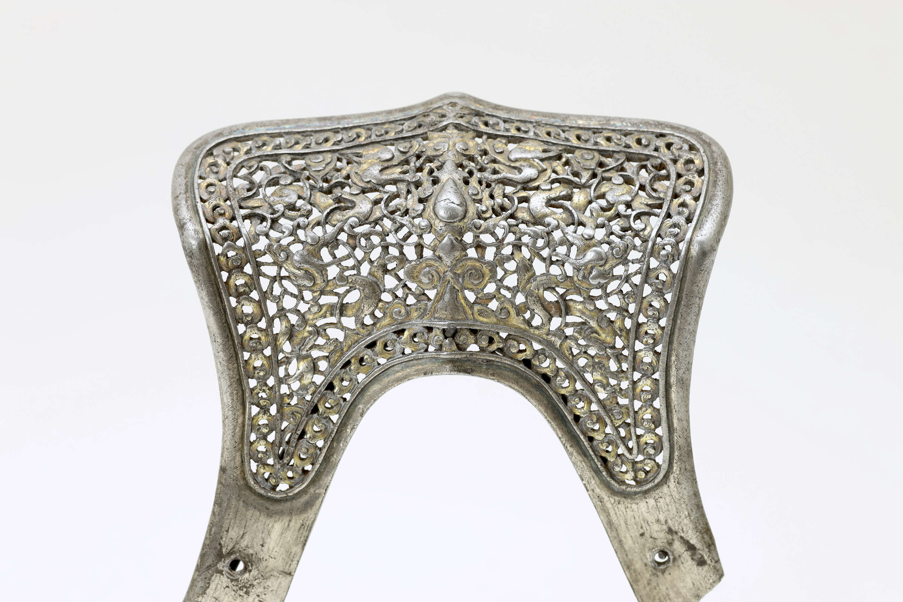 Pierced iron Tibetan saddle plate