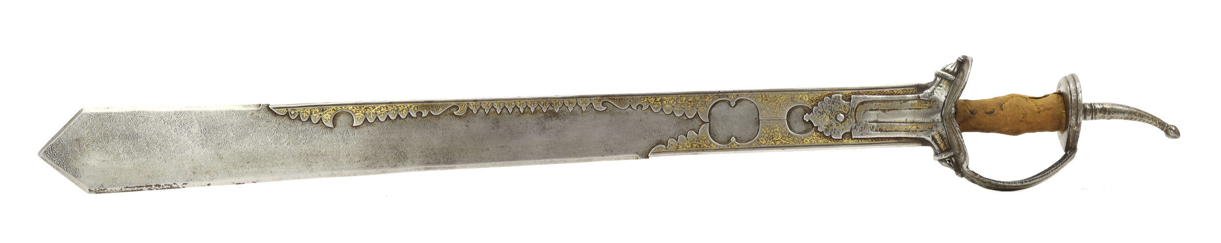 Indian Khanda sword with etched blade