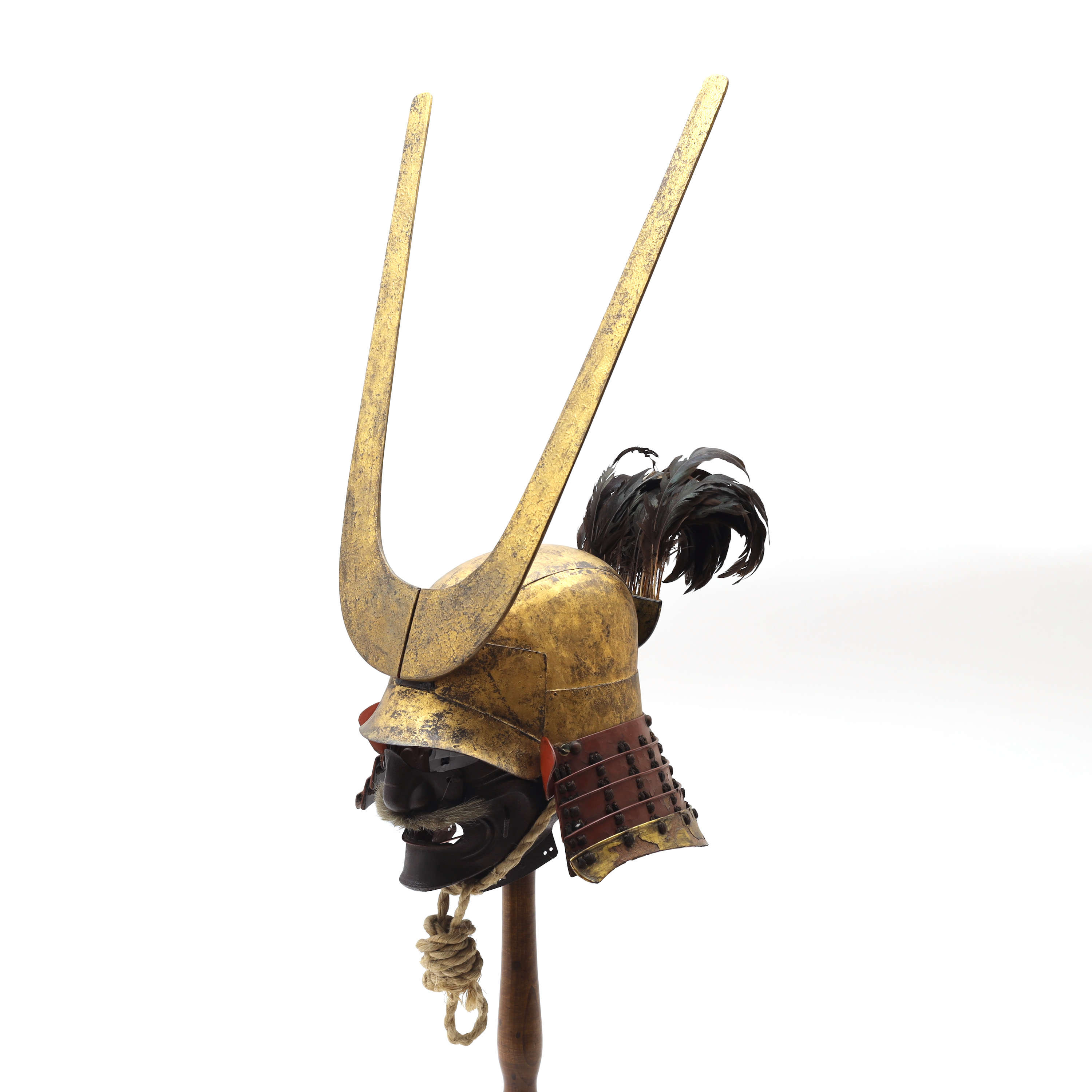 Momoyama period gold lacquered kabuto with maedate and menpo