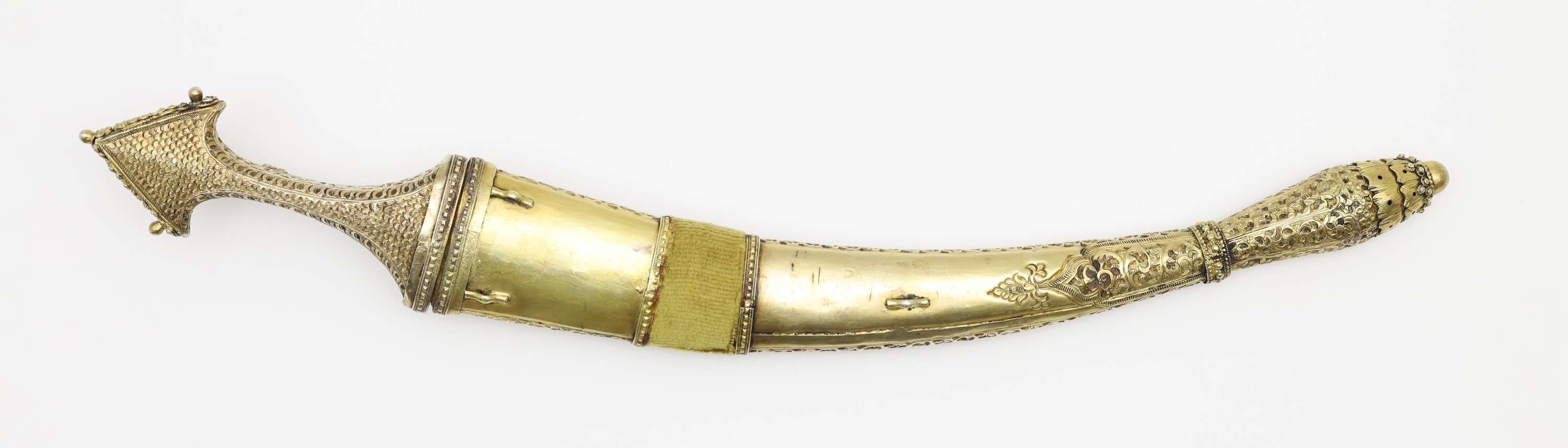 Ottoman made sabiki with silver gilt scabard and gold inlaid blade