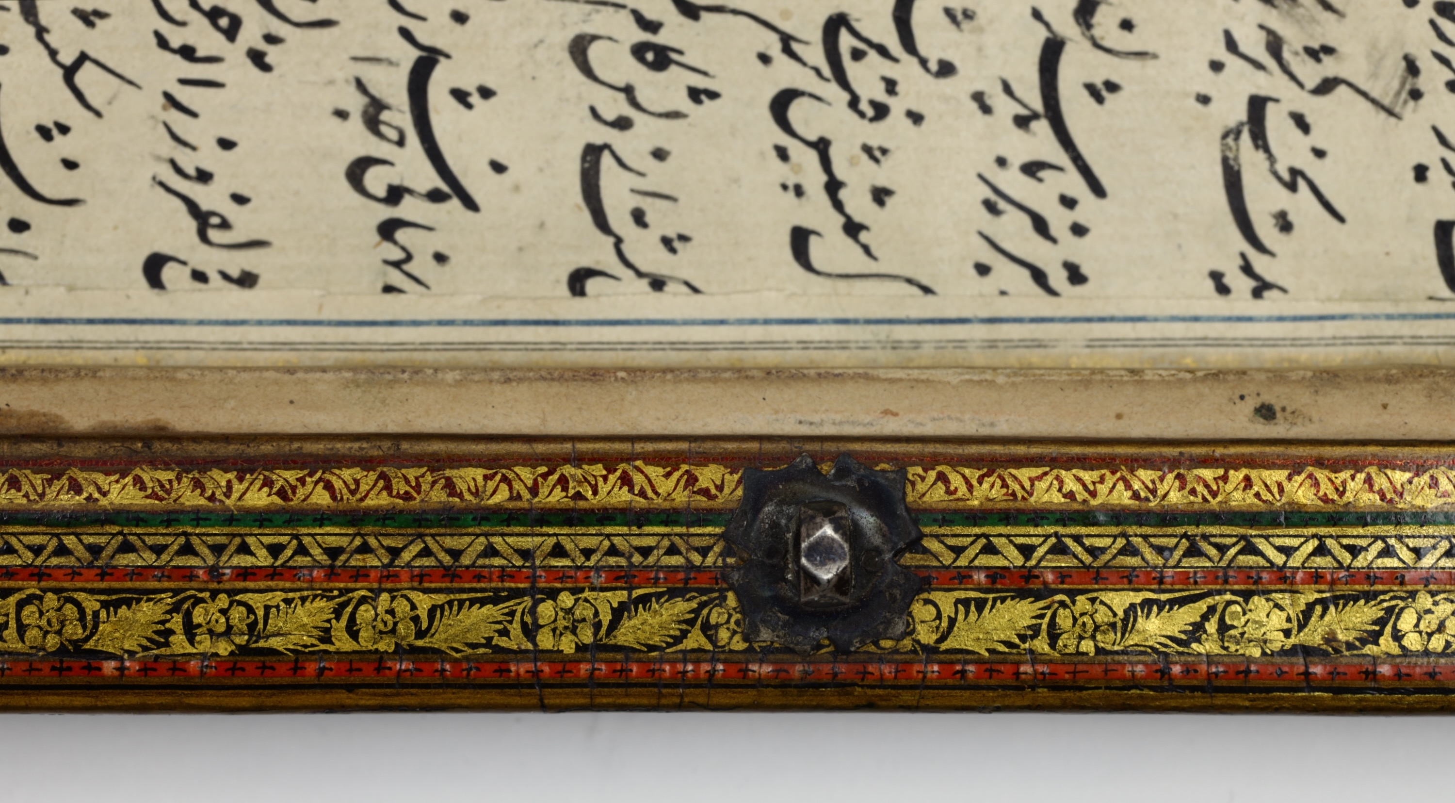 Fine Qajar period mirror case attributable to Riza Al-Imami